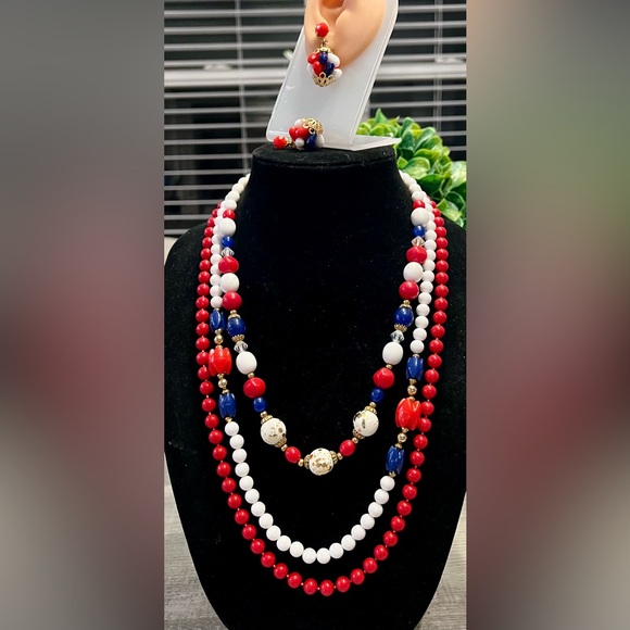 HONG KONG 5 piece JEWELRY SET-AMAZING RED WHITE BLUE🇺🇸 - Picture 8 of 12